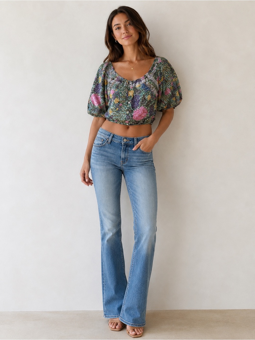 Arnhem Boho Floral Paisley Lace Trim Top - Size L